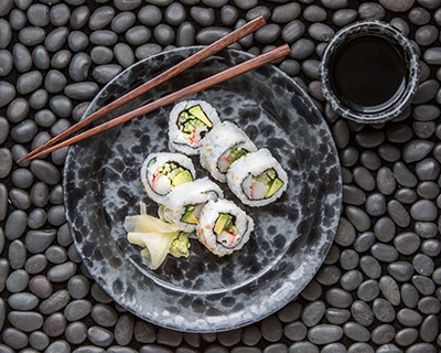 Classic Lunch Plate in Black on Slate