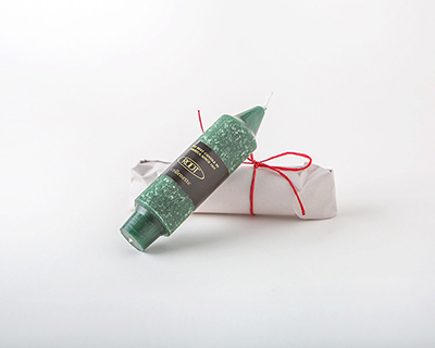 Short Green Taper Candle